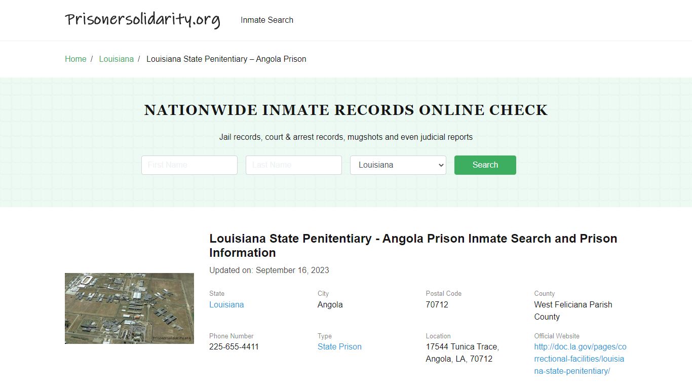 Louisiana State Penitentiary - Angola Prison Inmate Search, Visitation ...